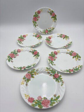 Vintage Corelle Elegant Rose 7.25" Salad Plate  Set Of 6 Swirl Design Appetizer